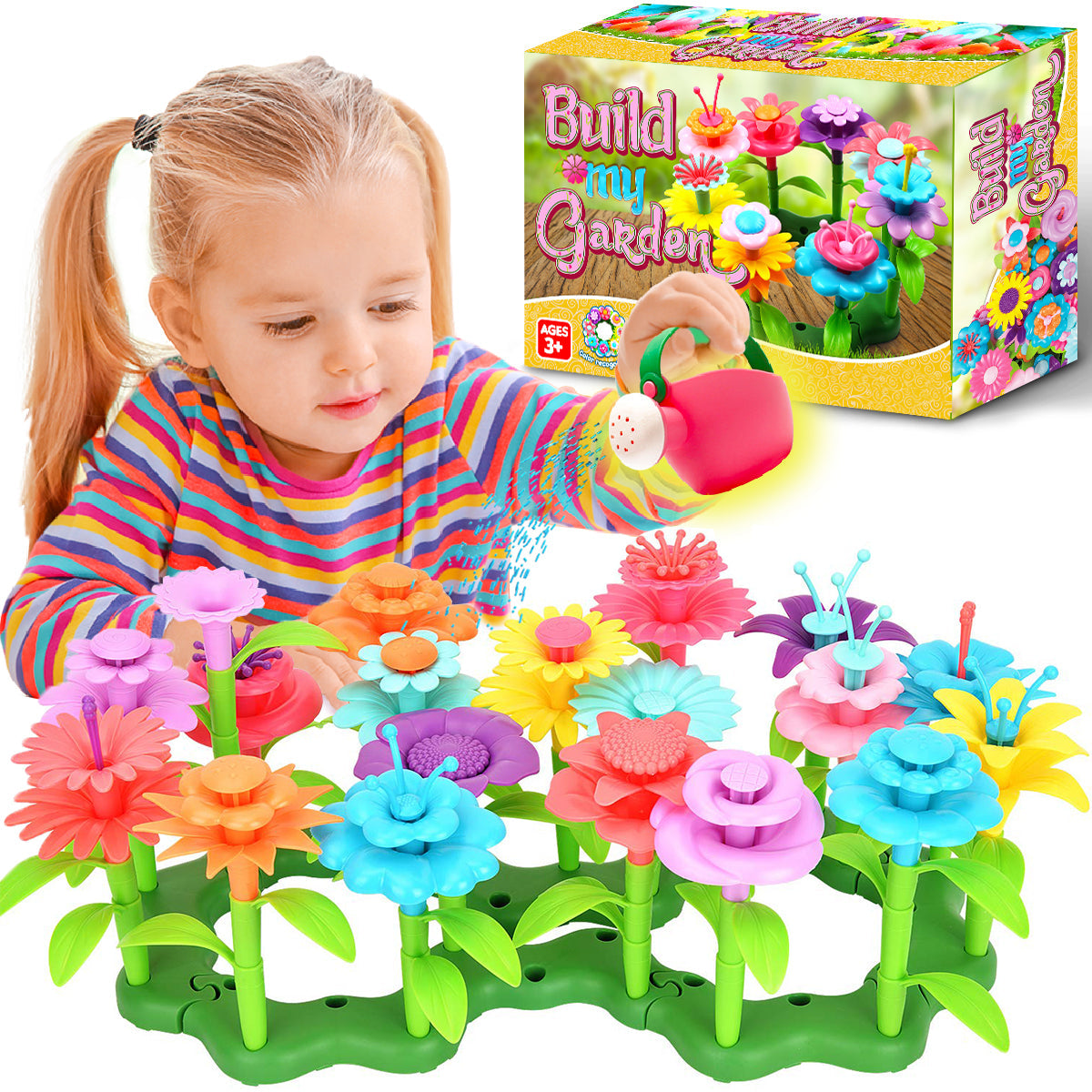 54pcs-144pcs-224pcs DIY Flower Garden Building Toys, Growing