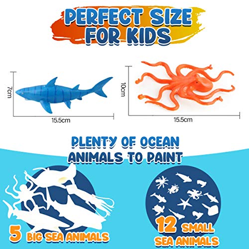 Kids Arts Crafts Set, Animal Toy Painting Kit, Ocean Sea Animal Toys Art  and Craft Supplies Party Favors Gifts for 6+ Year Old Boys Girls Toddlers 